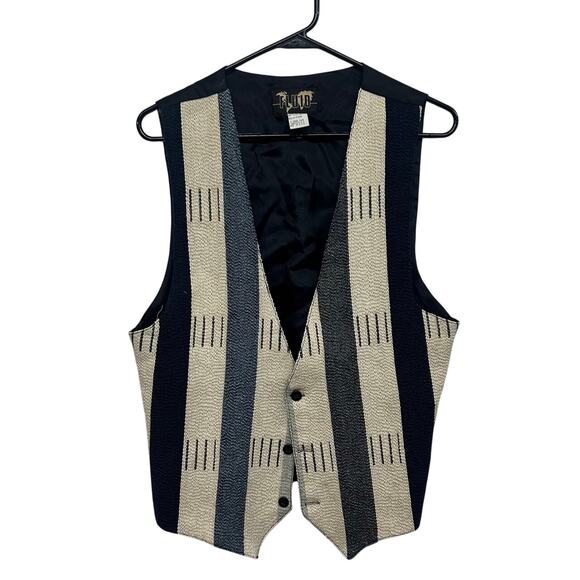 Vintage Striped Woven Vest Fluid Boho Grunge Southwest Western Medium - Picture 1 of 5